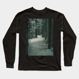 Photo of Mysterious Forest Trail Covered with Snow V3 Long Sleeve T-Shirt